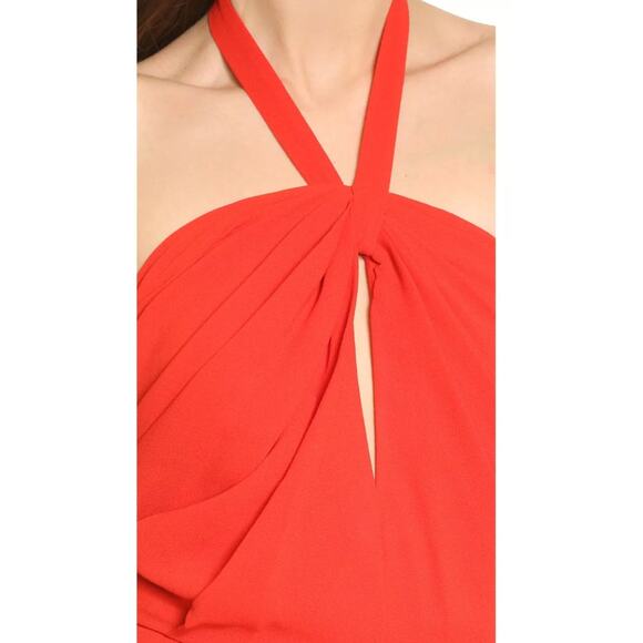 L’AGENCE Red Halter Dress Size 4 Draped Front Cocktail Party - Picture 10 of 10